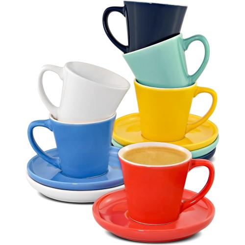 Présentation de Présentation Tasses à Café Expresso en Céramique Multicolore, Lot 6