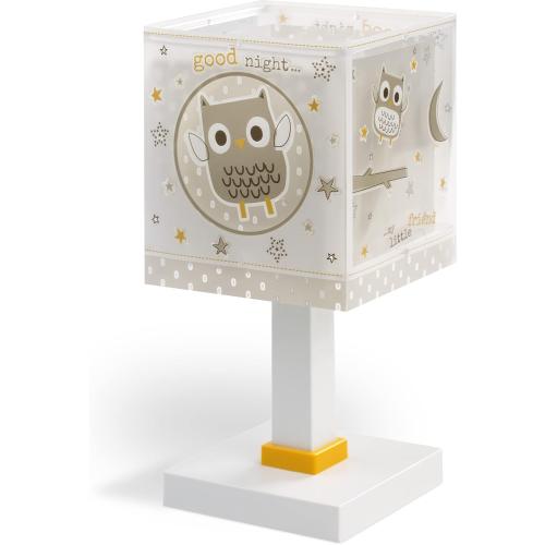 Présentation de Lampe de table enfant Good Night Hiboux Beige, Dalber en situation