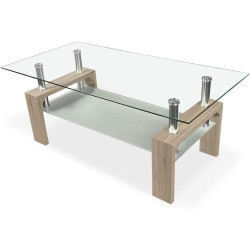 Présentation Table Basse Verre Homey, Modèle Tango, Beige Cambria