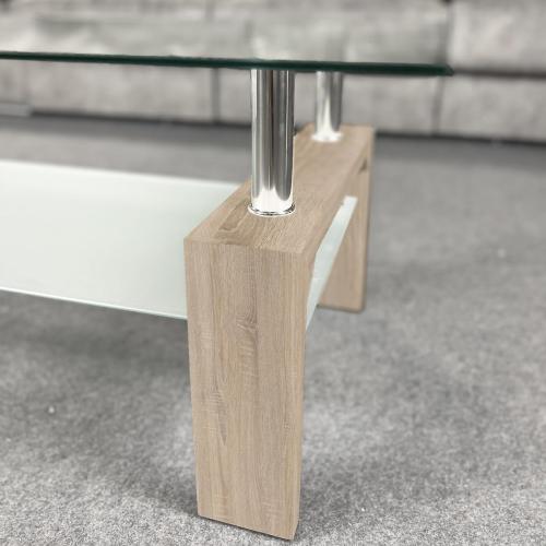 Présentation de Zoom sur Table Basse Verre Homey, Modèle Tango, Beige Cambria