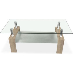 Table Basse Verre Homey, Modèle Tango, Beige Cambria en situation