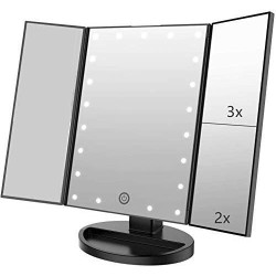 Présentation Miroir Maquillage Lumineux 21 LED, Rotation 180°