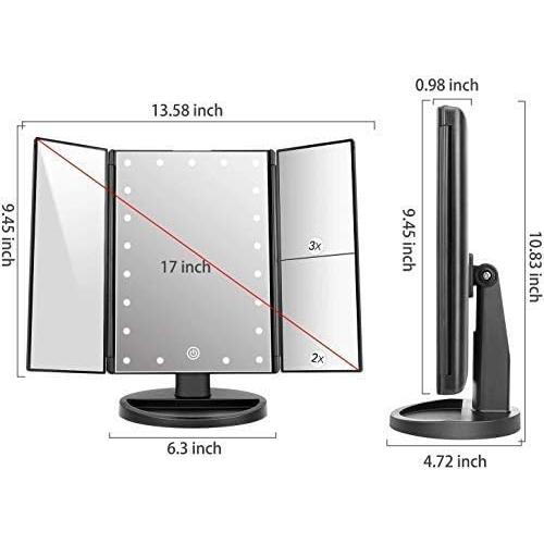 Présentation de Zoom sur Miroir Maquillage Lumineux 21 LED, Rotation 180°