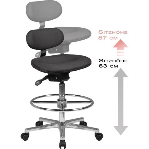 Présentation de Zoom sur Tabouret de Travail Pivotant, Appui Pied Annulaire, Tissu