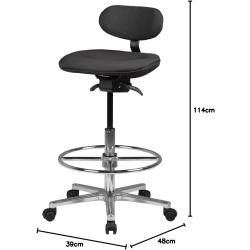 Tabouret de Travail Pivotant, Appui Pied Annulaire, Tissu en situation