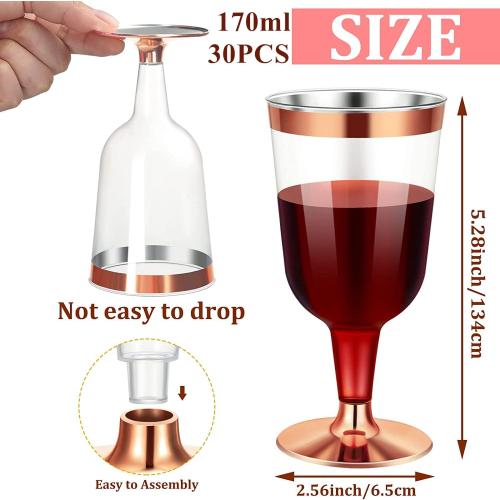 Présentation de Zoom sur Verres à Vin Plastique LATERN 30 Pièces Or Rose