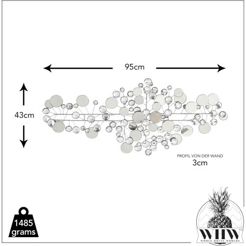 Présentation de Zoom sur Cercles Flottants Modernes, Art Mural Abstrait Métal Argent