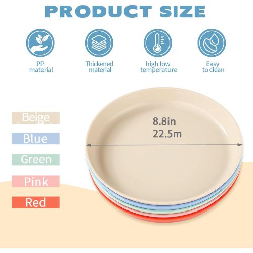 Présentation de Zoom sur Assiettes plates Liyingfu, service 39 pièces, plastique réutilisable