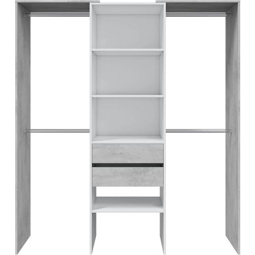 Présentation de Zoom sur Armoire Dressing Bois Blanc Artik, Gris Ciment, Design