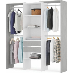 Présentation Armoire Dressing Bois Blanc Artik, Gris Ciment, Design