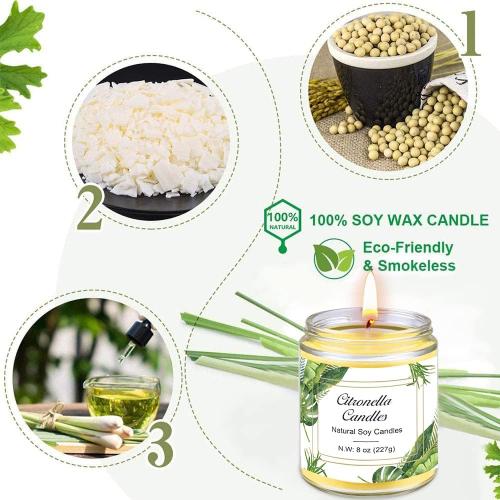 Présentation de Zoom sur Bougie Citronnelle Cire Soja Naturelle, Cadeau Extérieur