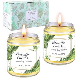 Présentation Bougie Citronnelle Cire Soja Naturelle, Cadeau Extérieur