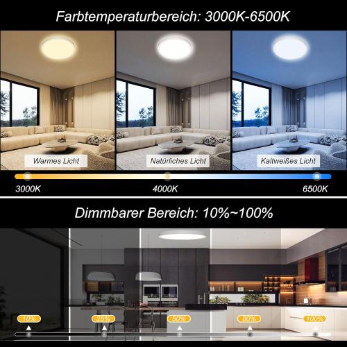 Présentation de Plafonnier LED Dimmable YiLaie, RGB, Étanche IP44 en situation