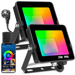 Présentation Projecteurs LED Extérieurs RGB 35W, Bluetooth, IP66, Dimmables