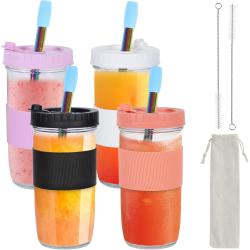 Présentation Gobelets Bubble Tea 730 ML, Lot 4, Paille, Couvercle