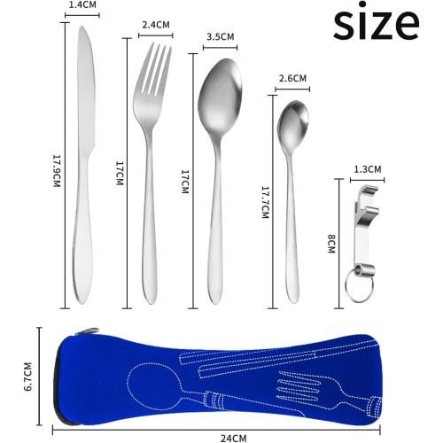 Présentation de Zoom sur Couverts Camping Acier Inoxydable Zehan Zitong, Bleu, Noir