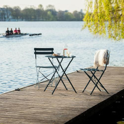 Vanage Bistro Salon Balcon Gris, Table Chaises Pliables en situation