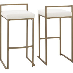 Tabourets de bar crème doré, Crosley Furniture, lot de 2 en situation