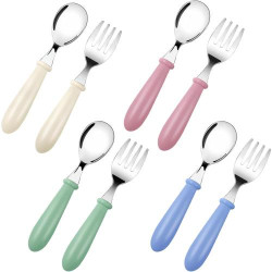 Présentation Couverts enfants inox 8 pièces Bomtop, couleurs variées