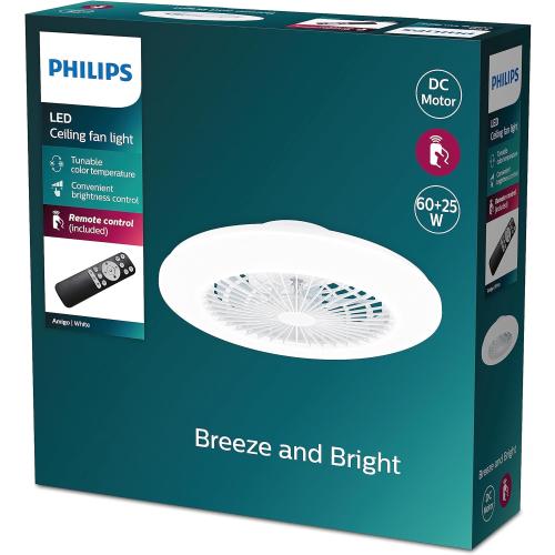 Présentation de Présentation Plafonnier Plat Ventilateur Philips Amigo, Télécommande Incluse