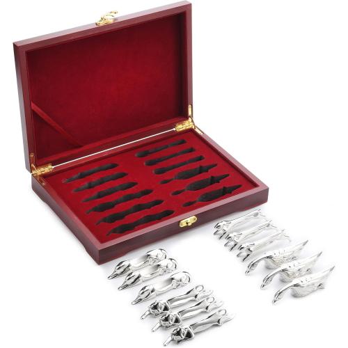 Présentation de Présentation Repose couteaux argent, 12 pièces, Bmtick, coffret bois