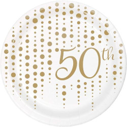 Présentation Assiettes Dessert Dore 50e Anniversaire Creative Converting