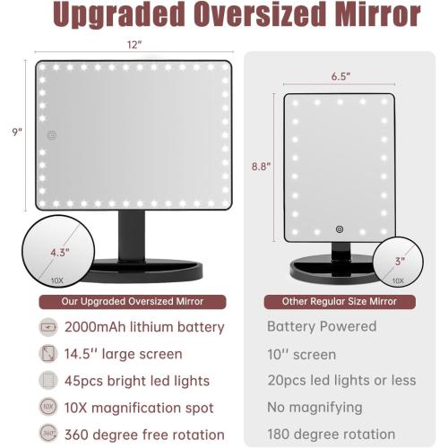 Présentation de Miroir maquillage lumineux FASCINATE, 45 LED, tactile, portable en situation