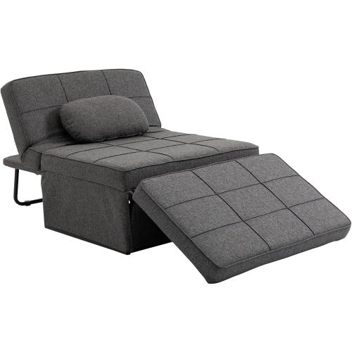 Présentation de Présentation Fauteuil chauffeuse 3 en 1 inclinable, pouf, noir, gris