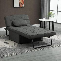 Fauteuil chauffeuse 3 en 1 inclinable, pouf, noir, gris en situation