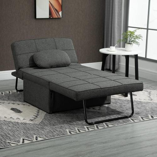 Présentation de Fauteuil chauffeuse 3 en 1 inclinable, pouf, noir, gris en situation