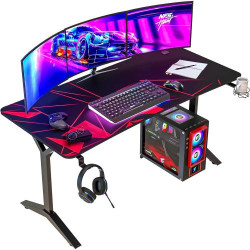 Présentation Bureau Gaming KLIM K152, Gestion Câbles, Tapis Souris, Metal Bois