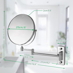 Miroir cosmétique pivotant 360°, double face, grossissement en situation