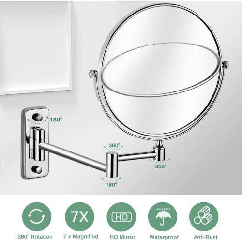 Présentation de Zoom sur Miroir cosmétique pivotant 360°, double face, grossissement