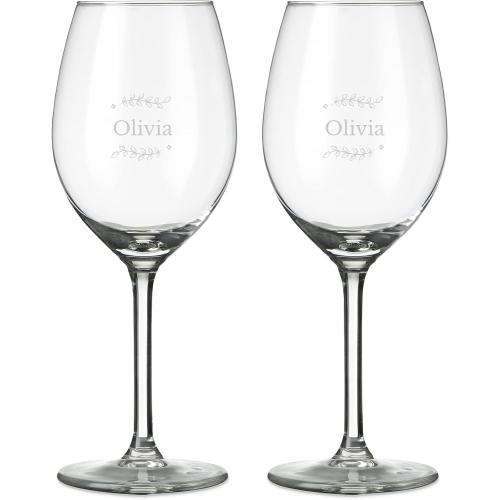 Présentation de Zoom sur Verre à Vin Blanc Personnalisable, Gravé, Designs Variés