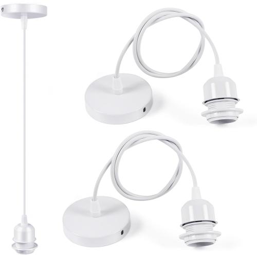 Présentation de Présentation Cable Suspension Luminaire Blanc E27, Plafonnier Cuisine, Bar