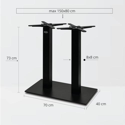 Présentation de Zoom sur Pied de Table Métal Noir Dublino, Base Table Manger