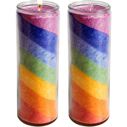 Présentation de Présentation Bougies parfumées en verre Chakra, lot de 2, multicolores