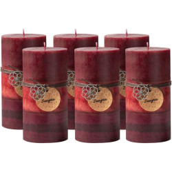 Présentation Bougies piliers rouges Royal Imports, lot de 6, décoration