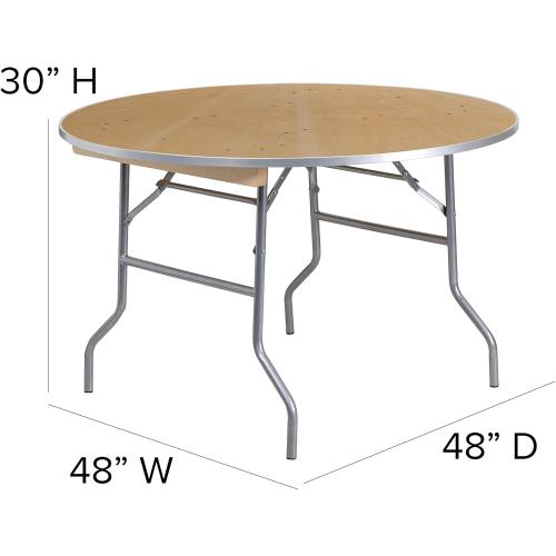 Présentation de Zoom sur Table pliante bois ronde, acier, naturel, meubles Flash