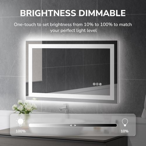 Présentation de Zoom sur Miroir Salle de Bain Double LED, Anti-buée, Verre Securité