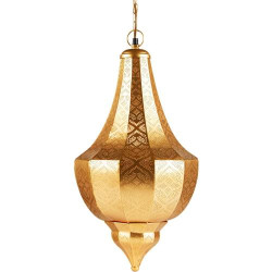 Lampe Suspension Marrakesch, Luminaire Marocain Doré, Vintage en situation