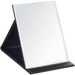 Présentation Miroir de Bureau Portable Cuir PU Pliable Noir