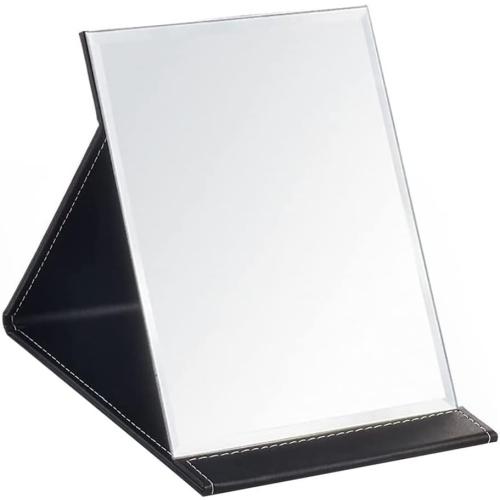 Présentation de Présentation Miroir de Bureau Portable Cuir PU Pliable Noir