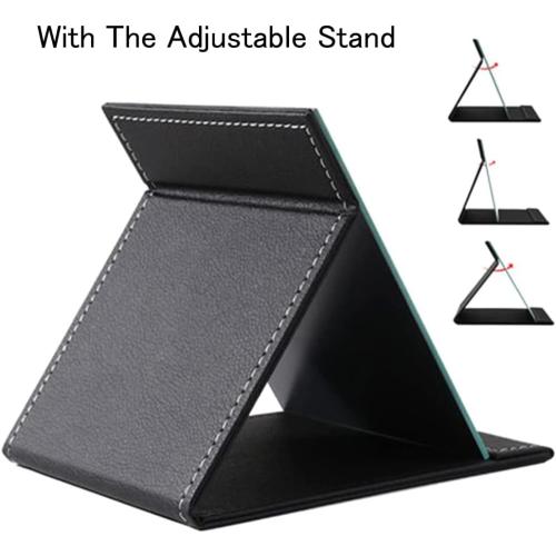 Présentation de Zoom sur Miroir de Bureau Portable Cuir PU Pliable Noir