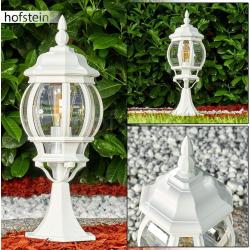 Borne extérieure vintage aluminium blanc, luminaire jardin IP44 en situation