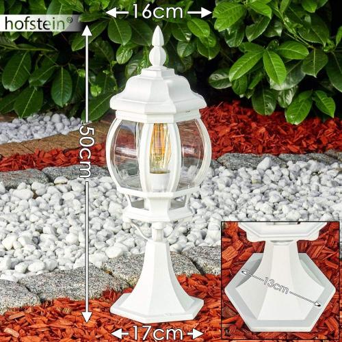 Présentation de Zoom sur Borne extérieure vintage aluminium blanc, luminaire jardin IP44