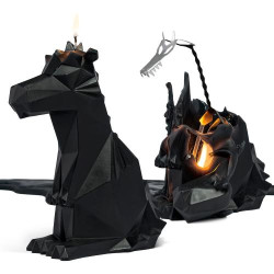 Présentation Bougie Dragon Squelette Noir Pyropet, Design Unique