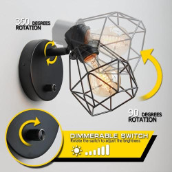 Applique Murale Industrielle Dimmable Lightess, Noir, Retro en situation