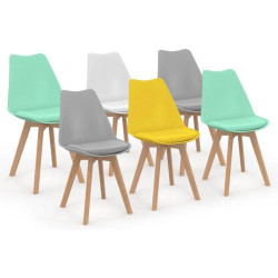 Présentation IDMarket Chaises Scandinaves SARA Lot 6 Couleurs Pastel