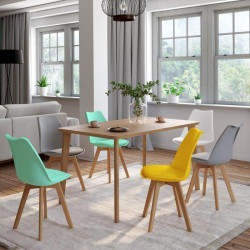 IDMarket Chaises Scandinaves SARA Lot 6 Couleurs Pastel en situation